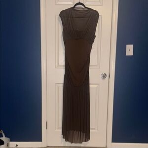 SHEIN Elegant Brown Maxi Dress